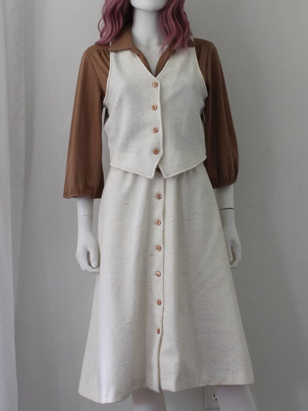 Vintage 1970s Dress and Vest Set
